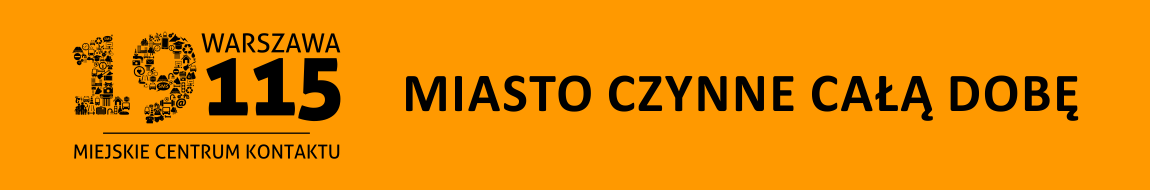 symbol Miejskiego Centrum Kontaktu z napisem Miasto czynne całą dobę